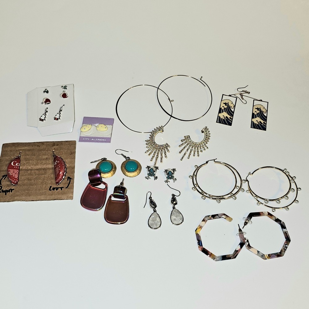 Mixed Lot 12‎ Pairs Fashion Earrings Boho Holiday Novelty Artistic Hoops Studs